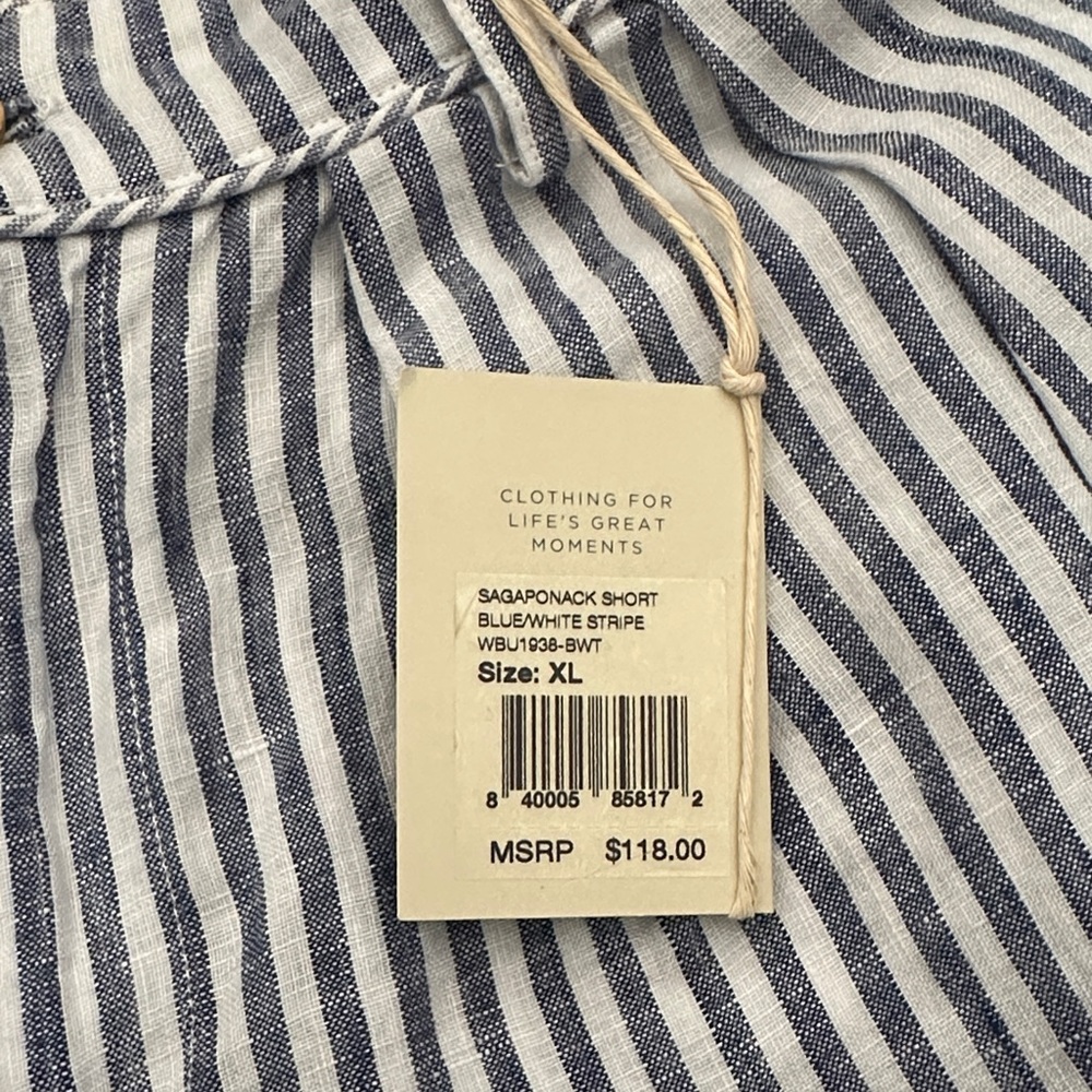 Faherty Sagaponack Striped Shorts - Blue and White NWT XL - Picture 4 of 5